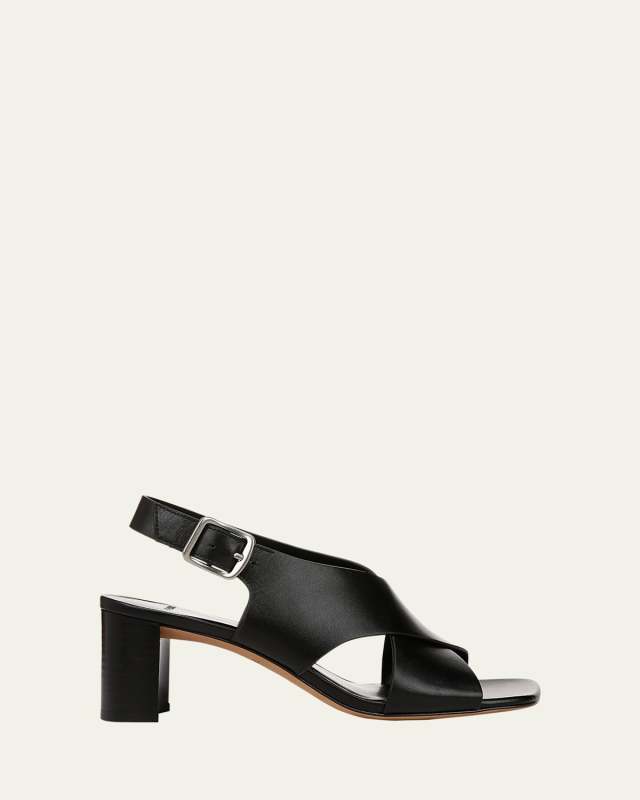 Omega Leather Crisscross Slingback Sandals